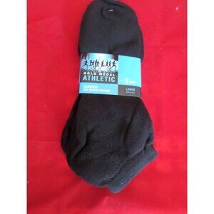3 Pair Large Gold Medal No Show Cushioned Sole Athletic Black Socks 10-13